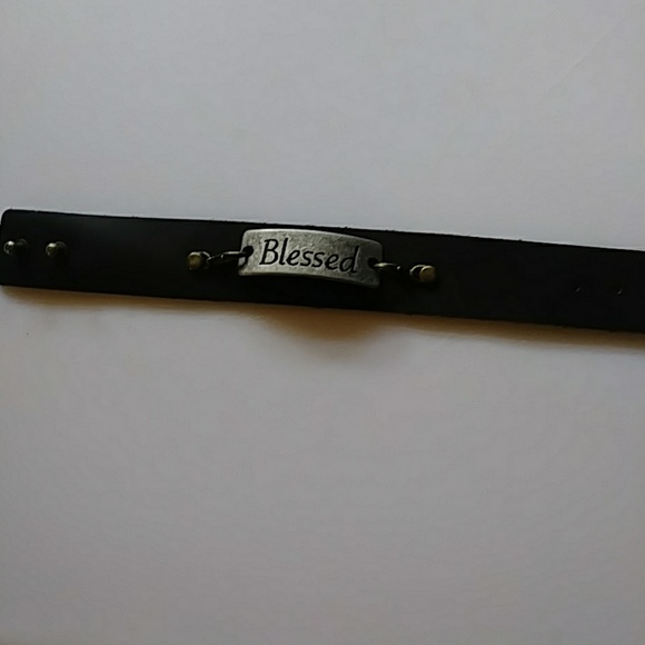 Jewelry - Leather Bracelet with Blessed 8 1/2 inches